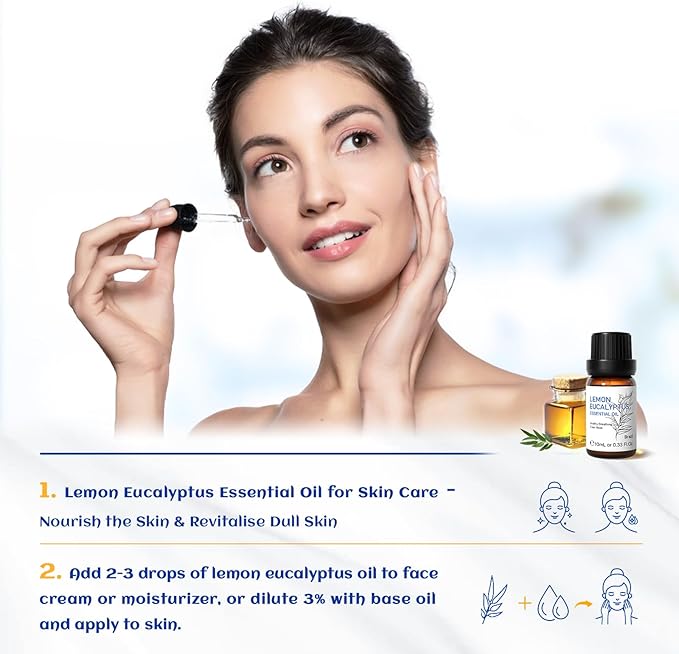 HIQILI Lemon Eucalyptus Oil, for Spary, Diffuser, Indoors, Outdoors, Garden, Yard, 100% Pure Natural - 0.33 Fl Oz-Velvo Beauty