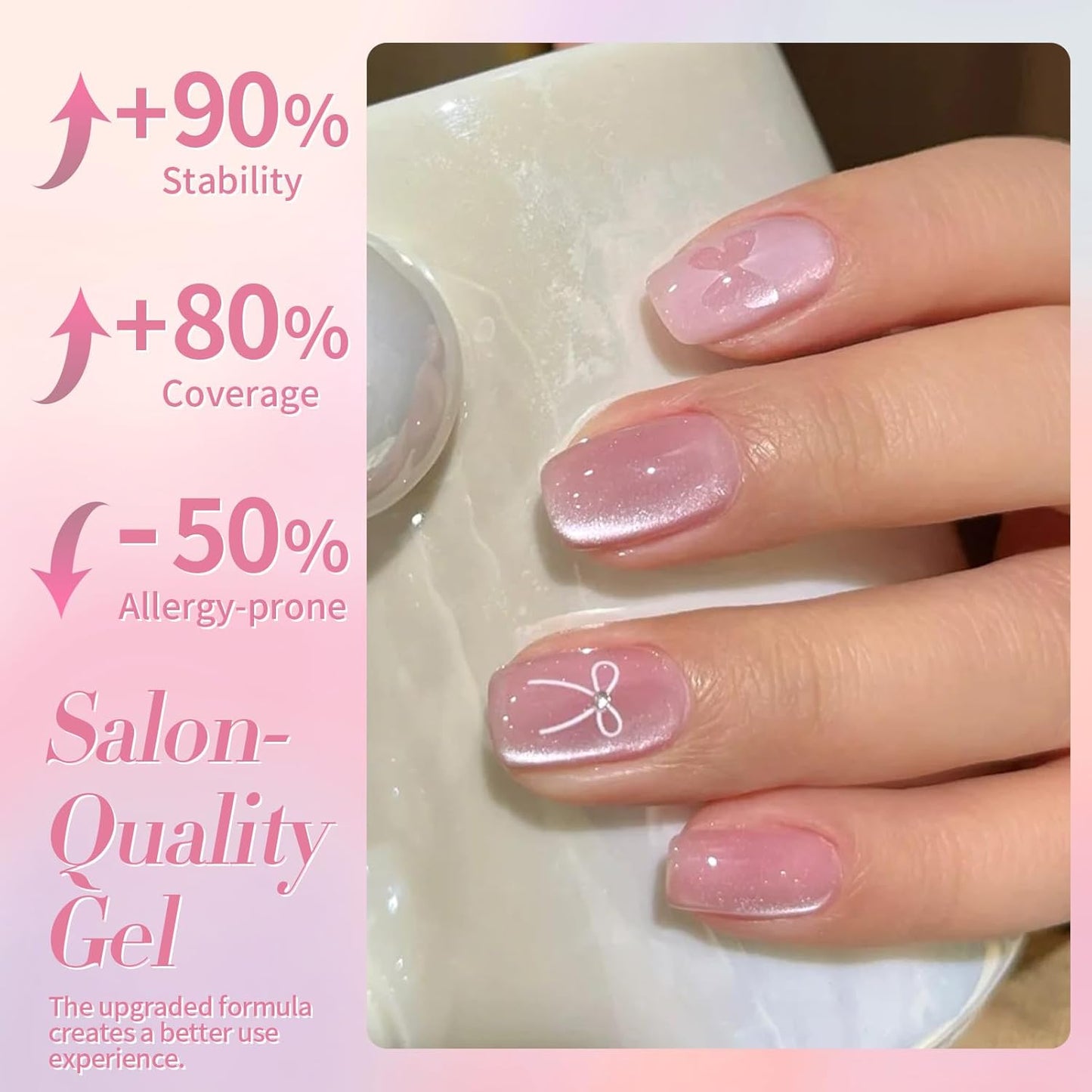 Born Pretty Cat Magnetic Eye Gel Nail Polish, Pink Moonlight Cat Magnetic Gel, Glass Shiny Effect Pink Soak Off Nail Art Salon Manicure Home Gift 15ml-Velvo Beauty