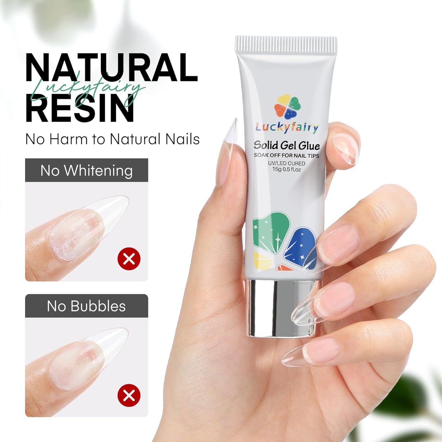 Nail Glue Gel for Nail Tips, Super Strong Solid Gel Glue U V Cured Needed, 15ml Soak Off Soft Adhesive Bonding for Acrylic Nails, Nails Extension Fake Nails-Velvo Beauty