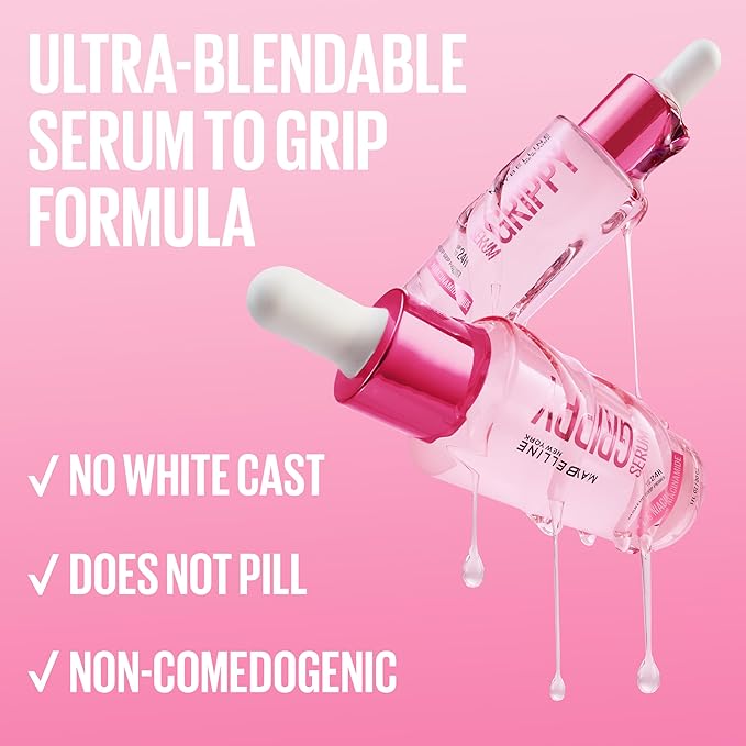 Maybelline Grippy Serum Primer, Hydrating Makeup Primer with 2% Niacinamide For Up To 24HR Make Up Wear, Clear, 1 Count-Velvo Beauty