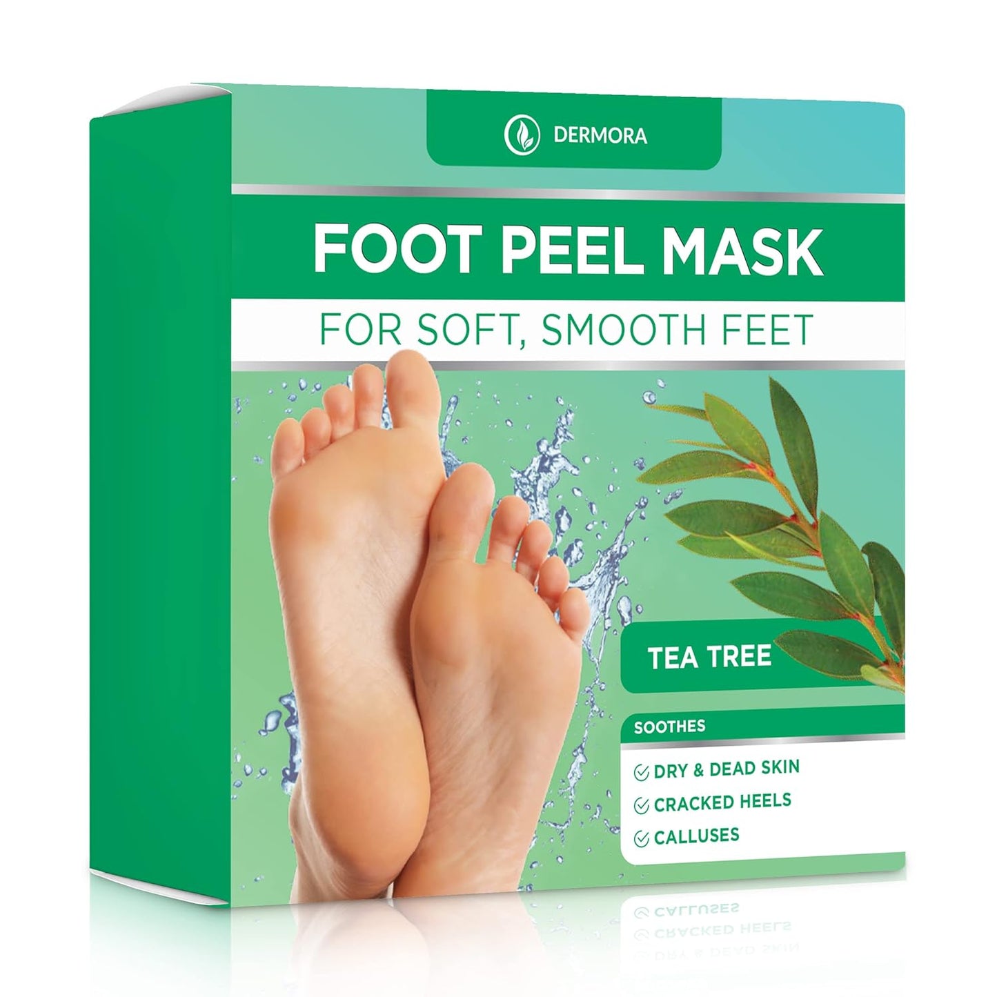 DERMORA Foot Peel Mask | Skin Exfoliating Foot Masks | Dry, Cracked Feet, Callus, Dead Skin Remover | Baby Soft Feet, Tea Tree Scent | Pack of 2 | Regular-Velvo Beauty