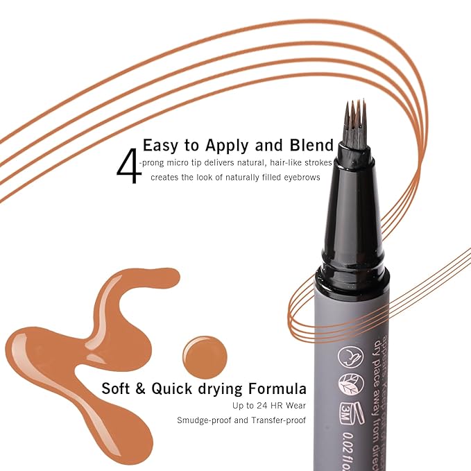 Strawberry Blonde Eyebrow Pencil with 4-Prong Micro-Fork Tip, Ultre Precise Gold Eyebrow Pen for Blonde/Red Hair, 24H Long Wear YES.EYE DO (Soft Gold-Blonde)-Velvo Beauty