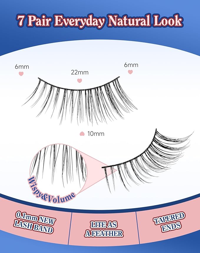 3/4 Lashes Half Natural Wispy Eyelashes Flared Corner Eyelashes False CatEye Lash Half Small Eyelash 7 Pairs D47-Velvo Beauty