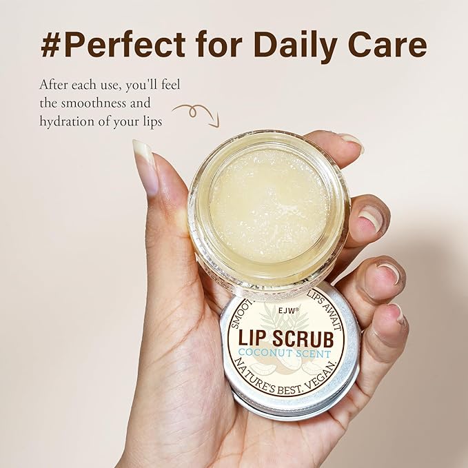 Nourishing Lip Scrub - Infused with Coconut Oil, Olive Fruit Oil, and Jojoba Seed Oil, 1.05oz - Exfoliate, Hydrate, and Glow for Chapped Dry, Dark Lips-Velvo Beauty
