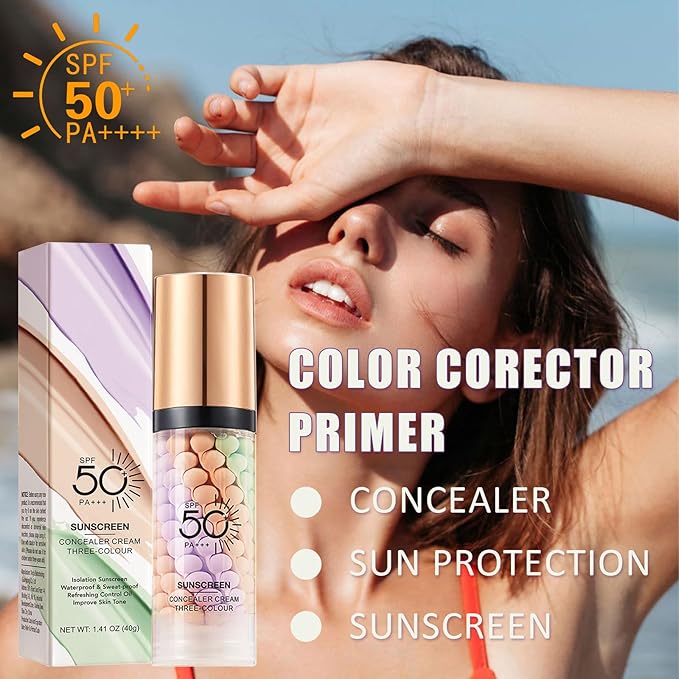 Primer for Face Before Makeup,One Step Color Corector Primer,SPF 50 PA+ 3 In 1 Sunscreen Isolation Cream,Color Correcting Facial Serum Oil Control & Moisturizing Skin Tone,Tinted Moisturizer with Spf-Velvo Beauty