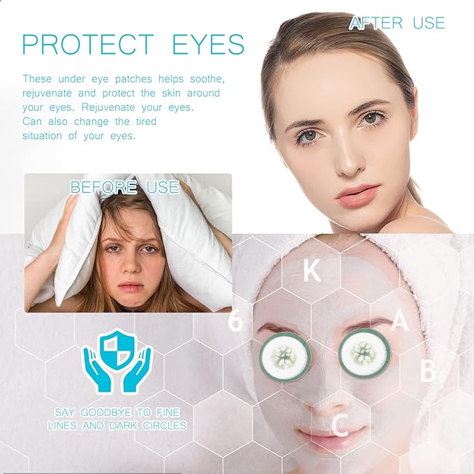 Mobestech Cucumber Eye Pads 100 Pads Non-woven Eye Soothing Spa Cooling Eye Patches with Fruit Vegetable Extracts for Eyes Reduce Dark Circles-Velvo Beauty