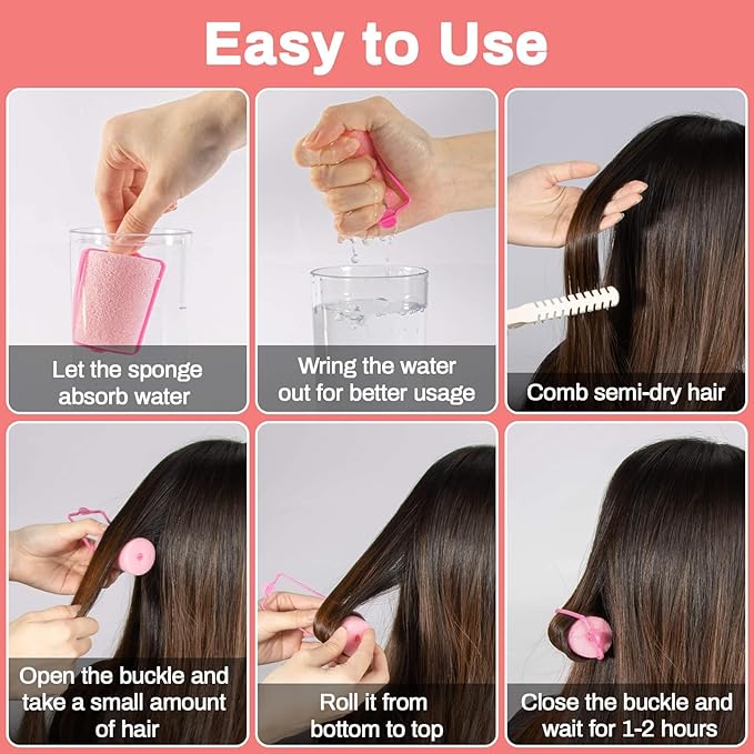 36PCS Foam Hair Rollers - Sponge Rollers for Heatless Hair Curler for Short/Long Curling Sleep rolos para cabello Jumbo Large Sponge Curlers Soft Sleeping Thin Hair Curl Overnight rulos-Velvo Beauty