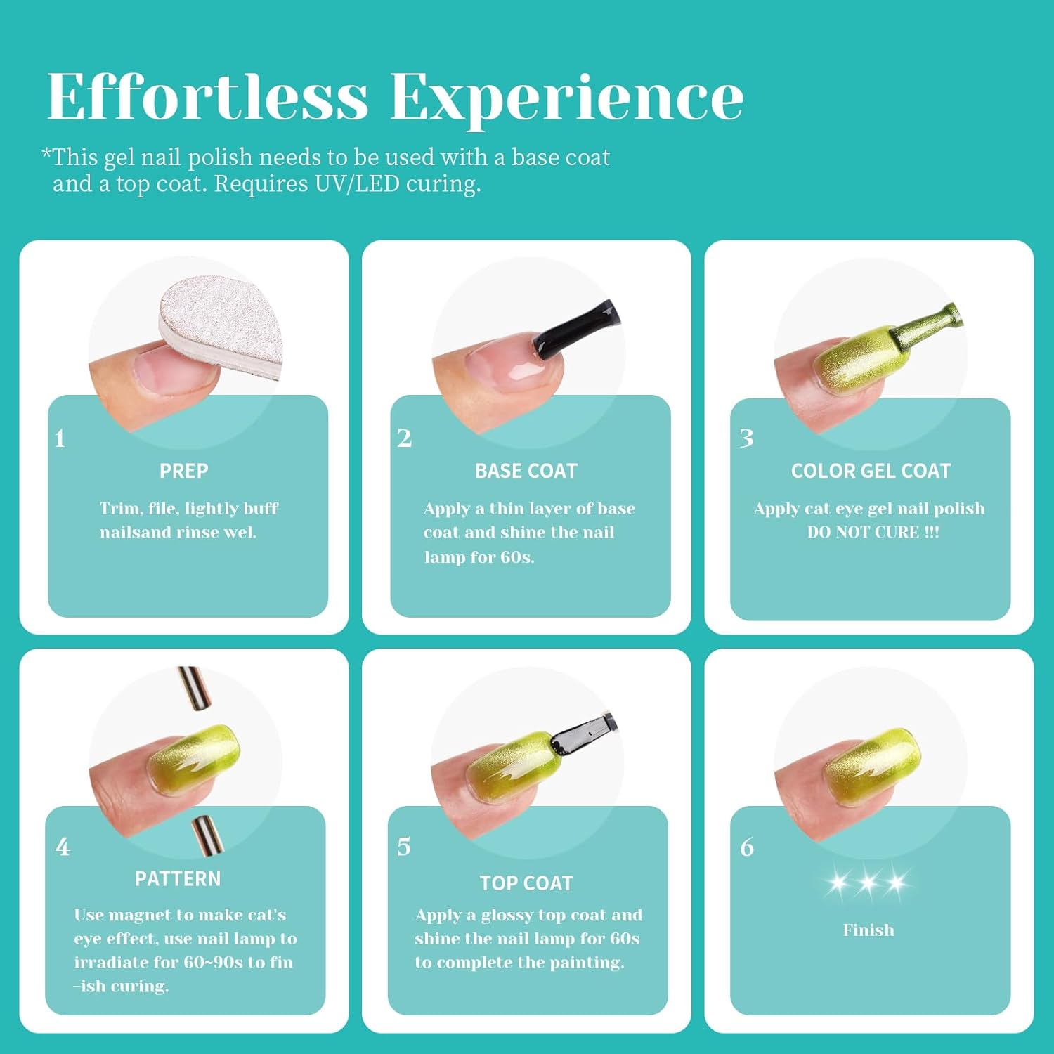 Light Blue Cat Eye Gel Nail Polish - Perfect for DIY at Home & Ideal Gift for Nail Art Lovers!-Velvo Beauty