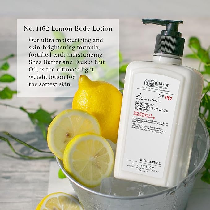 C.O. Bigelow Lemon Body Lotion, Moisturizing Body Lotion for Dry Skin with Shea Butter & Lemon Extract, 10 Fl Oz-Velvo Beauty