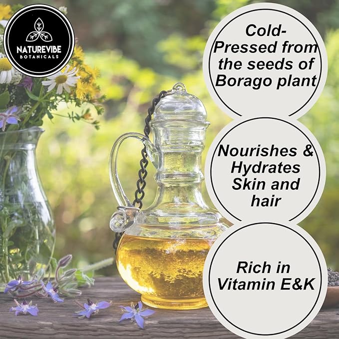 Naturevibe Botanicals Borage Oil 32 Ounces | 100% Pure and Natural | Great for Skin Care and Hair Care-Velvo Beauty