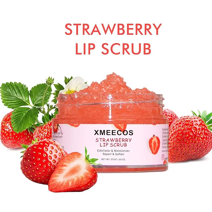 Strawberry Lip Scrub Exfoliating Moisturizing and Repairing and Lips Softening| Cruelty-free| Exfoliator-Velvo Beauty