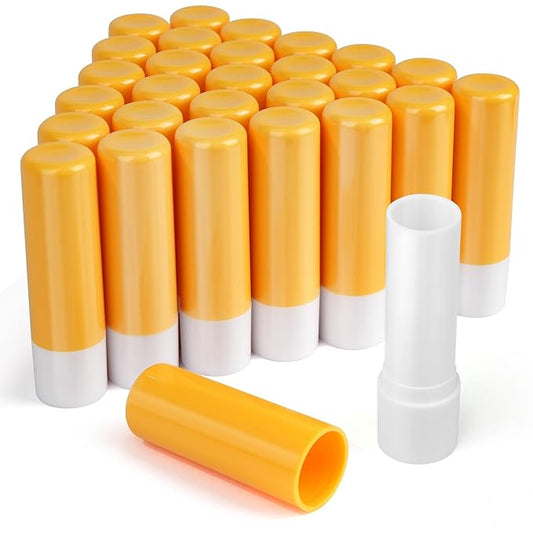 LotFancy Lip Balm Tubes Empty, 28Pcs 4.5ml Lip Balm Container Tubes with Yellow Caps, BPA Free & Leak Free, Refillable-Velvo Beauty