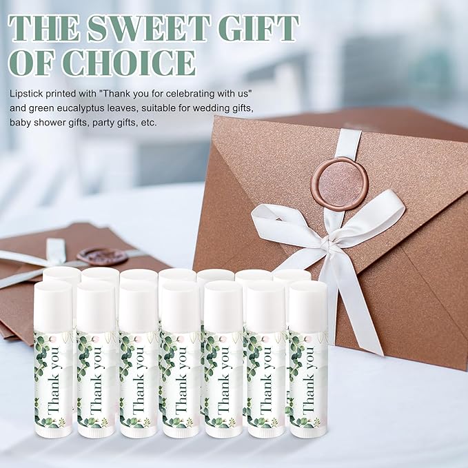 Demissle 40 Pcs Lip Balms with Jasmine Scent and Green Leaves - Moisturizing Gift for Wedding, Baby Shower, Gender Reveal Party-Velvo Beauty