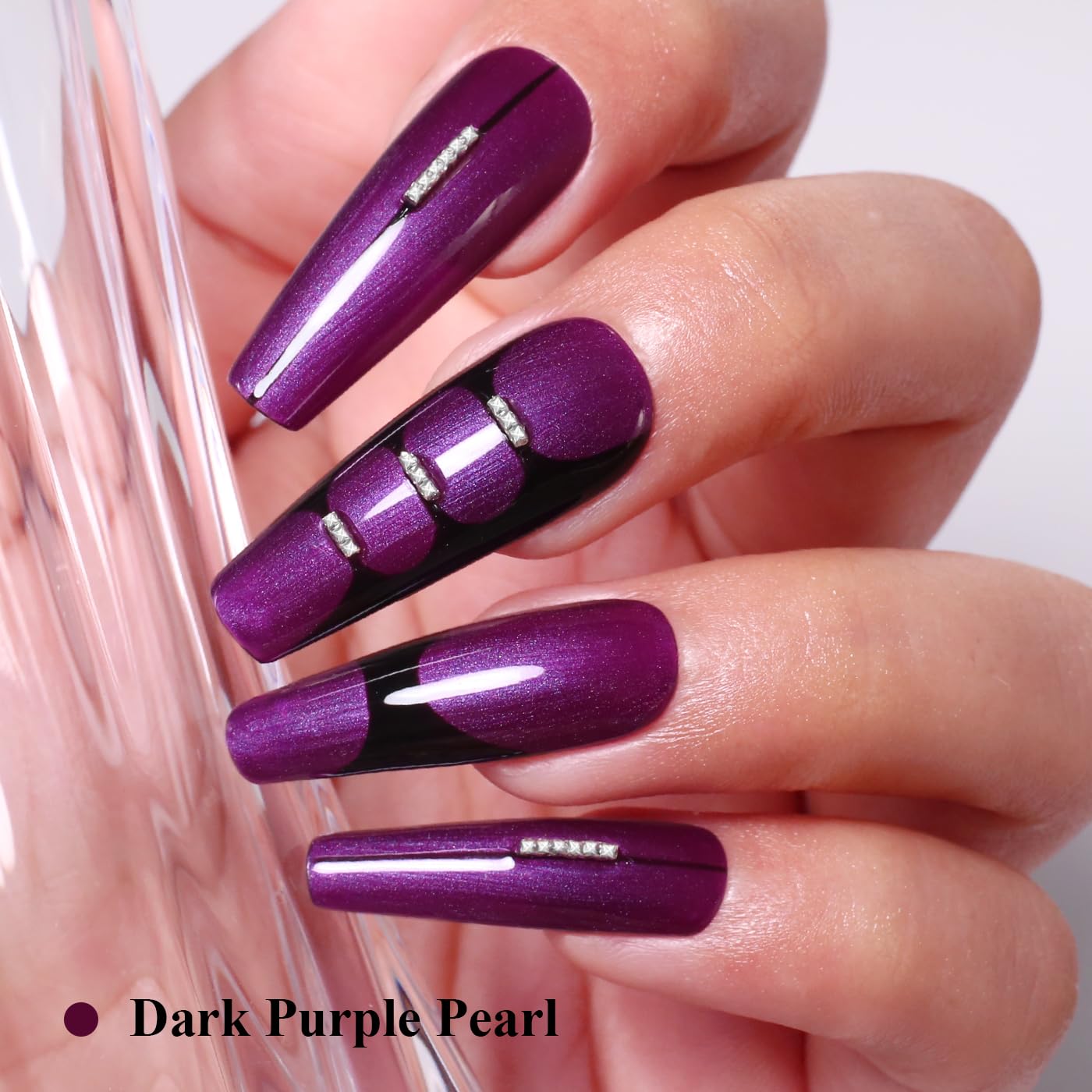 Imtiti Glitter Gel Nail Polish, Dark Purple Pearl Glitter Nail Gel Polish Diamond Shimmer Sparkle Soak Off UV LED Spring Summer Manicure 10ML-Velvo Beauty