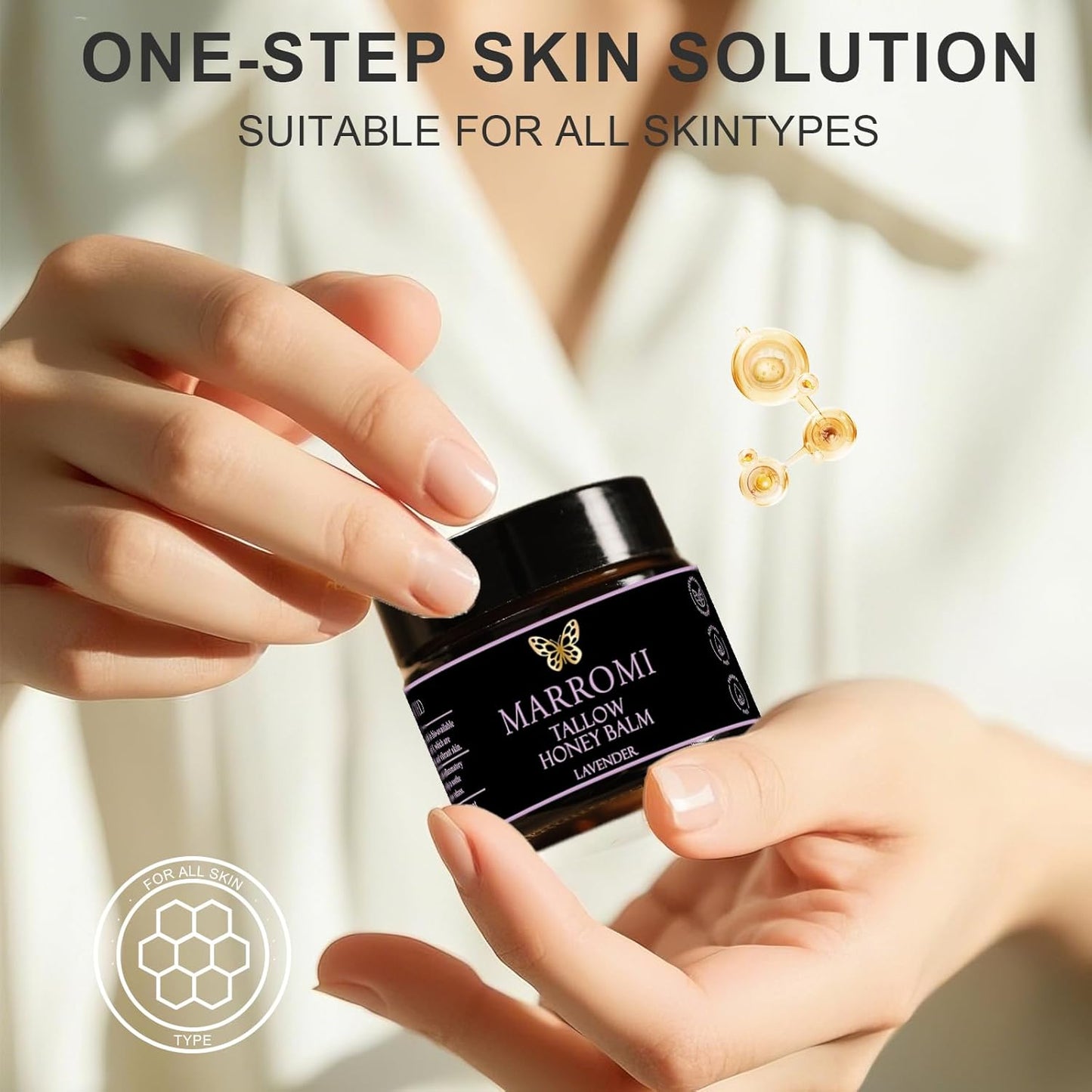 Marromi Beef Tallow for Skin, Tallow Honey Balm, Organic Grass-Fed Beef Tallow Balm with Raw Honey, Natural Soothing Moisturizing (Lavender scent)-Velvo Beauty