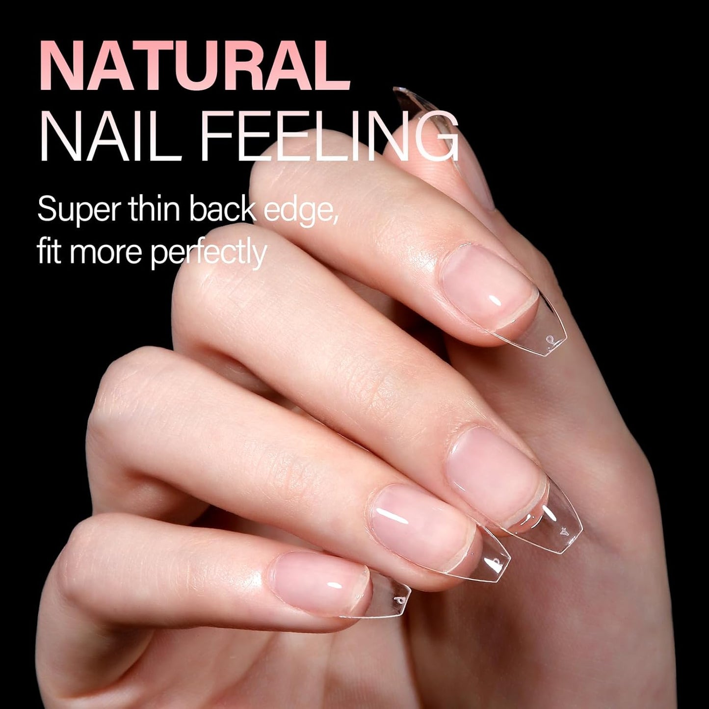 AILLSA Ballerina Nail Tips Clear Gelly Full Cover Nail Tips Pre-Shaped Acrylic Press on False Nails tips for Nails Extension Home DIY Salon Manicure 216PCS 12 Sizes-Velvo Beauty