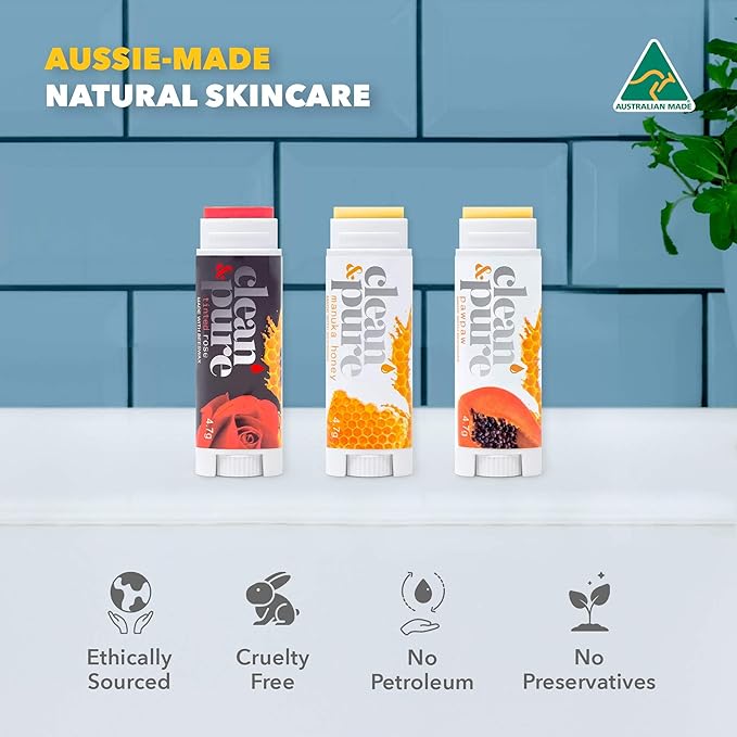 Bee Sweet Lip Balms, 3 Pack | Manuka Honey Beauty Products | Lip Care Set With 100% All Natural Beeswax and Vitamin E Oil | Flavored Lip Balm for Dry, Chapped Lips | Made in Australia-Velvo Beauty