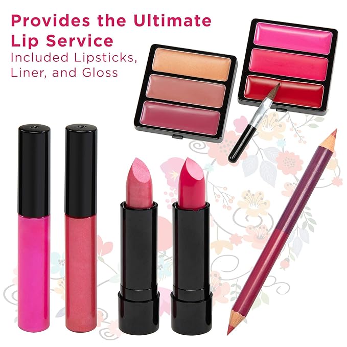 Makeup Kit Set - 32 Eye Shadows 6 Lip Glosses 2 Lip Gloss Wands 2 Lipsticks 1 Face Powder Duo 1 Blush Powder Duo 1 Mascara - Case with Carrying Handle-Velvo Beauty