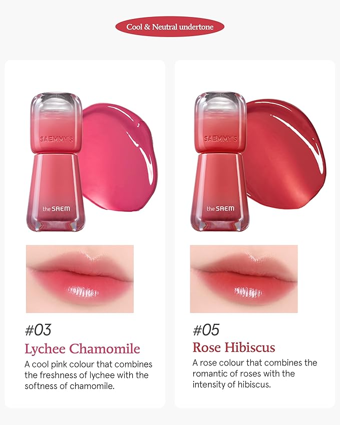THESAEM Saemmy's Ade Shot Tint (03, 05) - Korean Lip Titnt, Water Gel Lip Stain with Plump Glowy Moisturizing Finish, Buildable Radiant Gloss, Long-Lasting Comfort, 0.1 fl.oz.-Velvo Beauty