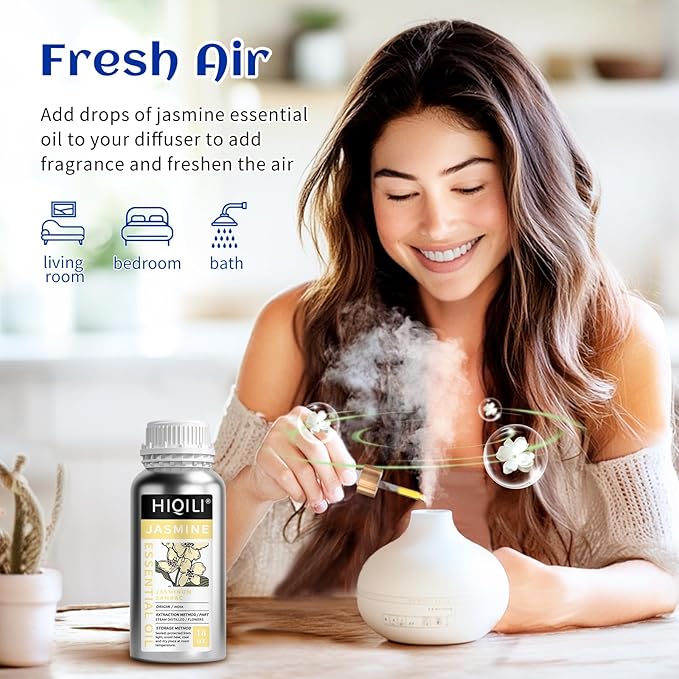 HIQILI 16 Fl Oz Jasmine Essential Oil, 100% Pure Natural for Diffuser, Hair, Skin, Perfume Making - 500ML-Velvo Beauty