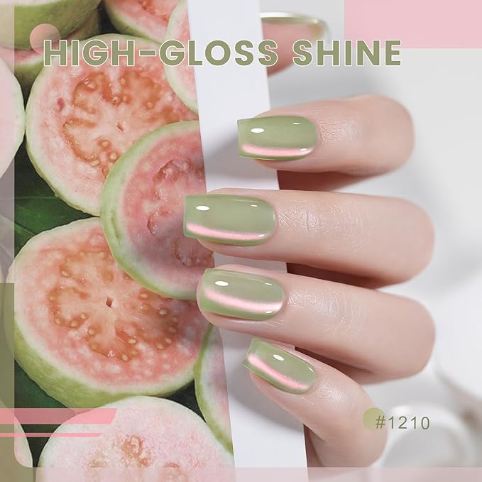 RARJSM Aurora Mermaid Cat Eye Gel Nail Polish Set 6pcs Reflective Pink Purple Green Blue Diamond Ceramic Glitter Glass Cateye Gelpolish with Magnet Stick 7.5ml Curing Requires Soak Off for Home Salon-Velvo Beauty