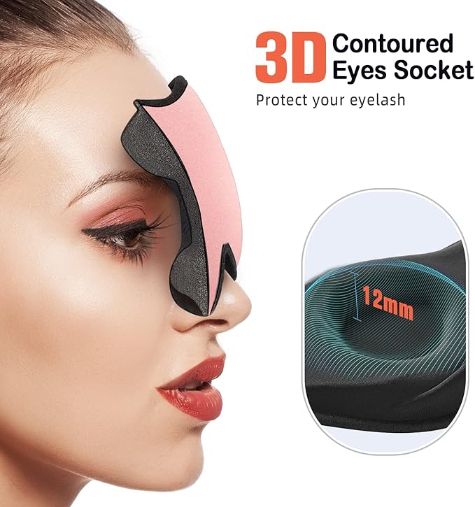 LitBear Sleep Masks for Women, Pink Eye Mask for Sleeping, Comfortable Night Sleeping Mask, Soft Contoured Eye Cover for Sleeping with Elastic Strap for Side Sleeper Men Flying Shift Worker-Velvo Beauty