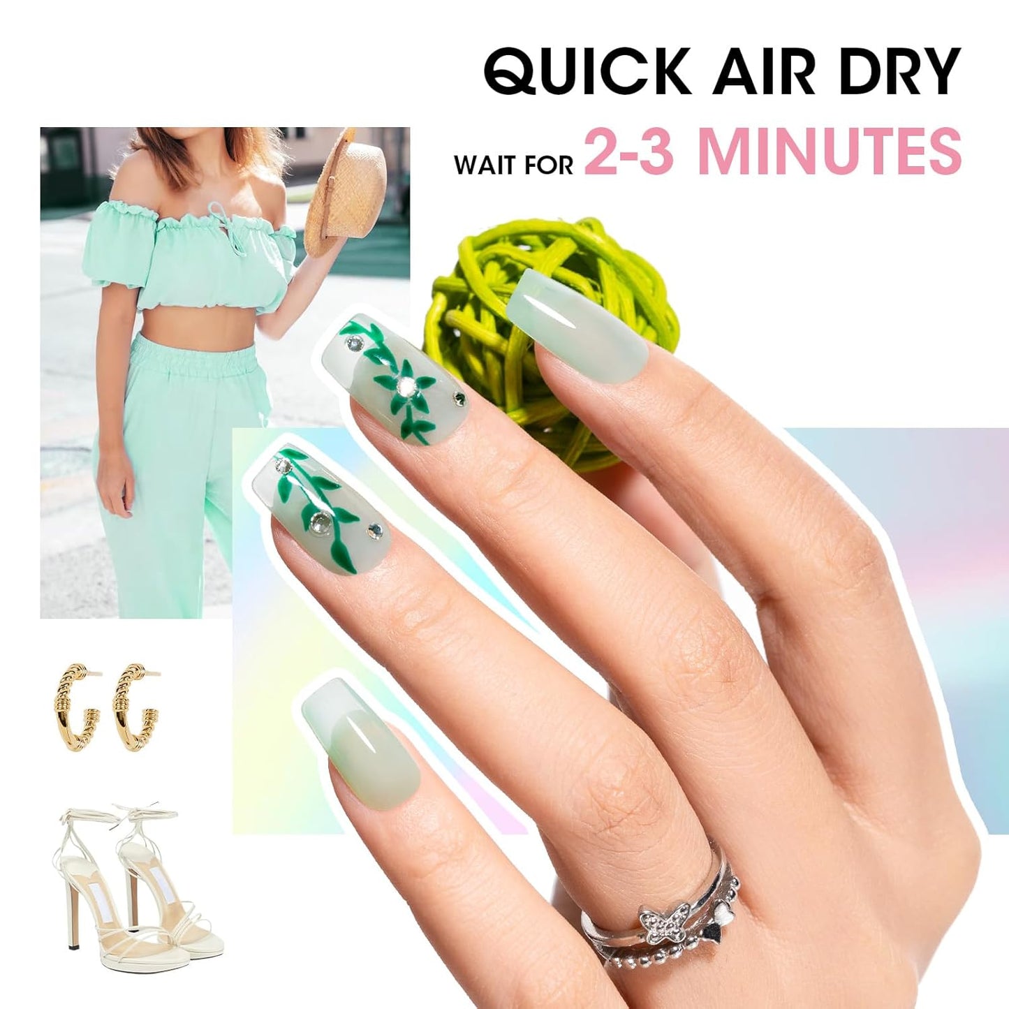 GELLEN Clear Pastel Jelly Nail Polish, Sheer Natural Regular Nail Polish Quick Dry Spring Summer 6-Color Set for Acrylic Natural Nails Home Salon, No UV Gel, Chip Resistant, Hema Free, Non Toxic-Velvo Beauty