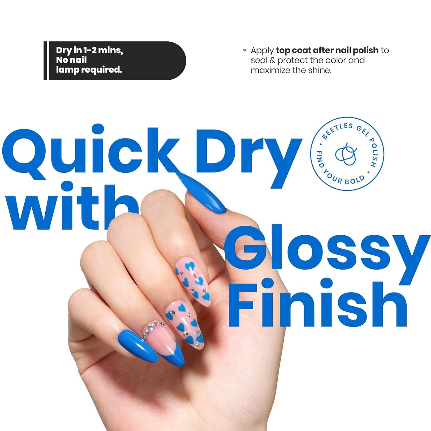 Beetles Blue Nail Polish 1Pcs 15ml Paulina Lapis Blue Color Fingernail Polish-Fast Drying & Long Lasting Nail Polish for 4th of July Nail Salon-Quality Results-Velvo Beauty