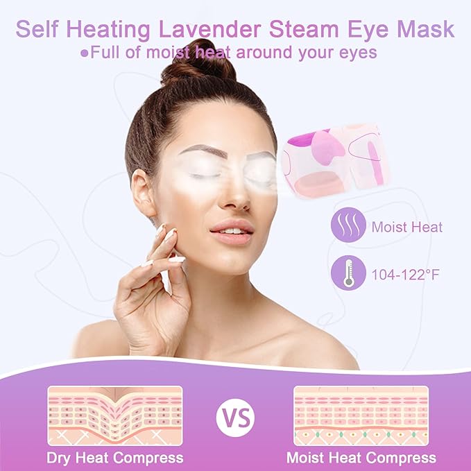 Steam Eye Mask for Dry Eyes, 18-Packs Eye Mask for Dark Circles and Puffiness, Self Heating Gentle Steam Warm Eye Mask for Relief Eye Fatigue, Lavender Scents-Velvo Beauty