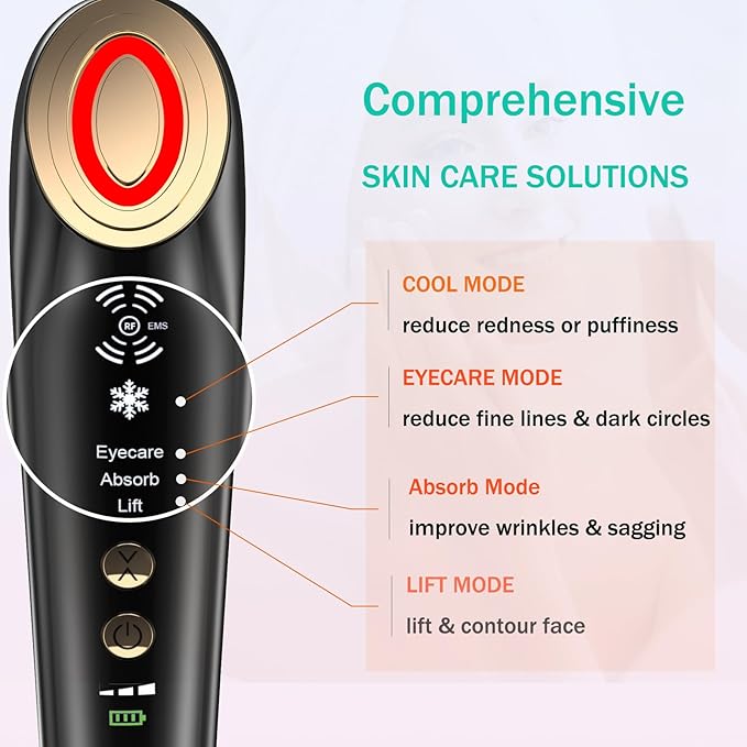 Radio Frequency Skin Tightening Machine for Face - Facial Neck Anti-Aging Device Microcurrent Lifting Massager Wrinkle Reduction Firming, and Toning - Advanced Technology for Aging Issues-Velvo Beauty