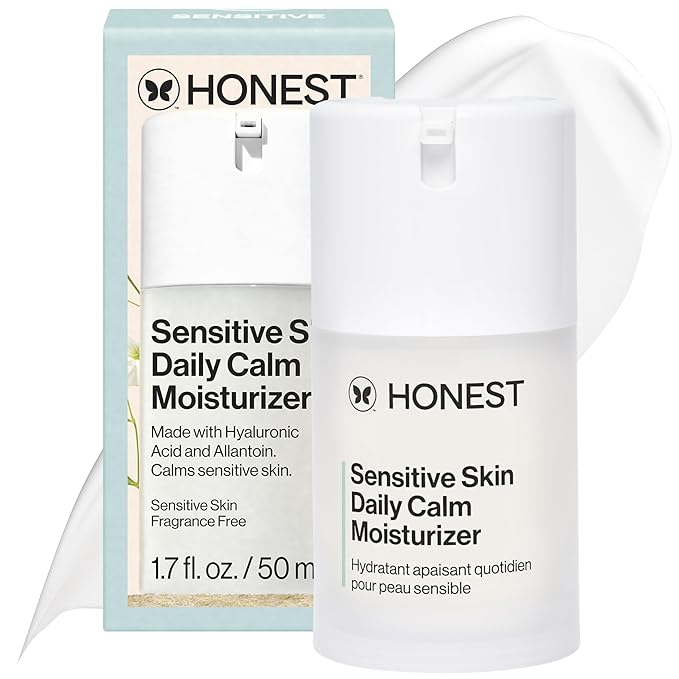 Honest Beauty Sensitive Skin Daily Calm Lightweight Moisturizer | Reduces Redness, Hydrates, + Calms Skin | Hypoallergenic, Fragrance Free, Vegan | 1.7 fl oz-Velvo Beauty