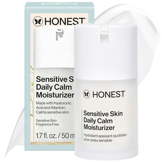 Honest Beauty Sensitive Skin Daily Calm Lightweight Moisturizer | Reduces Redness, Hydrates, + Calms Skin | Hypoallergenic, Fragrance Free, Vegan | 1.7 fl oz-Velvo Beauty