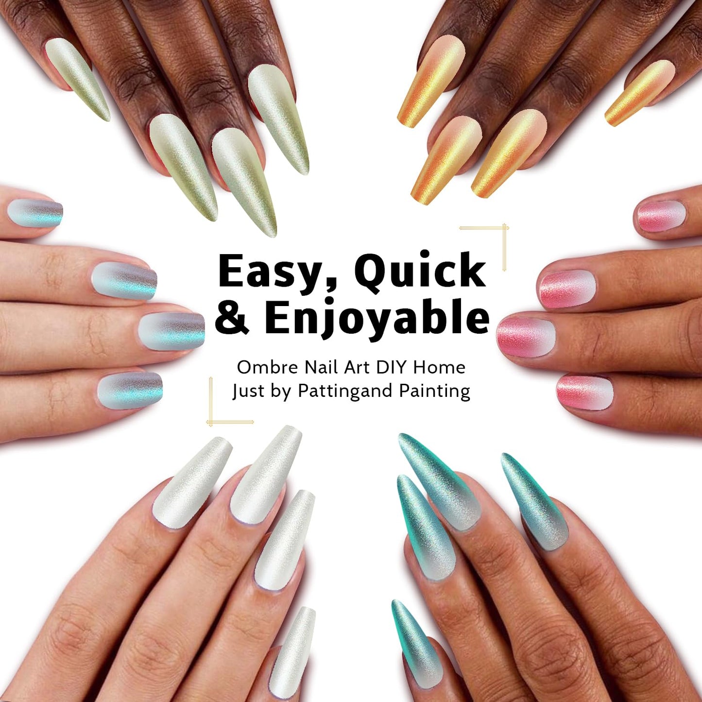 Sponge Pat Paint Nail Gel, Blending Colors Ombre Nails Gradient Gel Nail Blush Blooming Aura Nails Drawing Stripper Floral Painting Nail Art, No Wipe, Aurora Mermaid Chrome Silk Satin (9 Colors L)-Velvo Beauty