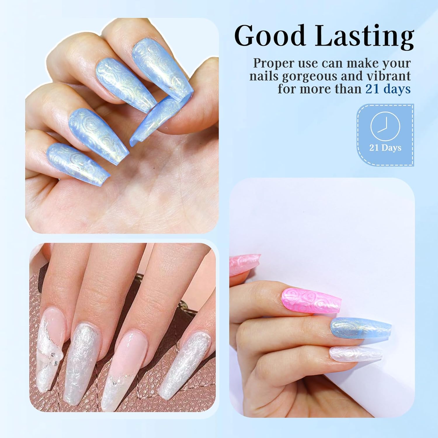 Mermaid Gel Nail Polish Set: 6 Colors - Pastel Pink, White, Orange, Blue, Pearl Gel with Swirl Shell Design - Uv Led Summer Nail Gel Polish DIY Swirl Shell Thread Effect for Girls-Velvo Beauty