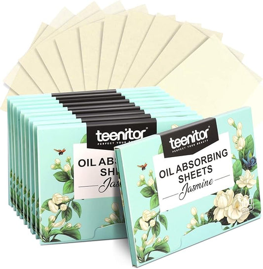 Teenitor Oil Absorbing Sheets for Face, 1000 Sheets Jasmine Oil Blotting Paper for Oily Skin, Natural Oil Control Film Oil Blotting Sheets for Face Men Women, Face Oil Sheets-Velvo Beauty