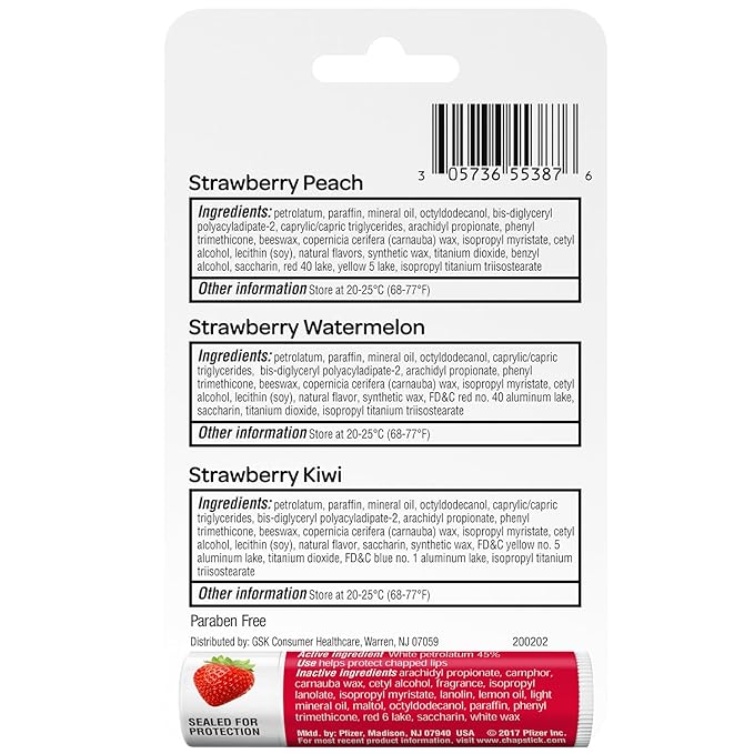 ChapStick Strawberry Lip Balm Bundle – Strawberry Remix 3-Pack + Original Strawberry 2-Pack, Lip Moisturizer, 0.15 Oz Ea (5 Piece Set)-Velvo Beauty