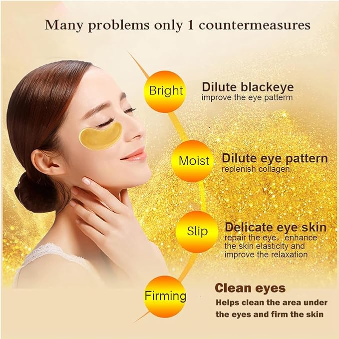 Under Eye Patches, 24K Gold Collagen Eye Mask for Puffy Eyes and Dark Circles Treatment, Under Eye Mask for Bags and Wrinkles, Eye Skin Care Pads for Beauty & Personal Care (60Pcs)-Velvo Beauty