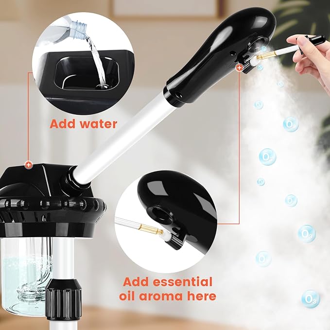 Professional Facial Steamer, Stand on Wheels Face Steamer, SPA Ozone Nano Steamer for Facials-Velvo Beauty