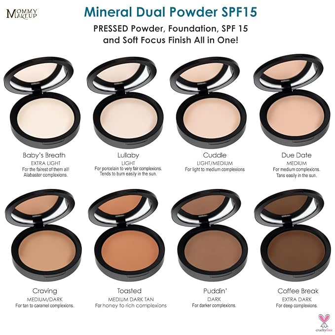 Mineral Dual Powder in COFFEE BREAK (Extra Dark) | 4-in-1 Pressed Mineral Foundation with SPF 15 for Flawless Glow & Soft Looking Skin | Oil Free, Talc Free, Gluten Free | 0.45 Oz | by Mommy Makeup-Velvo Beauty