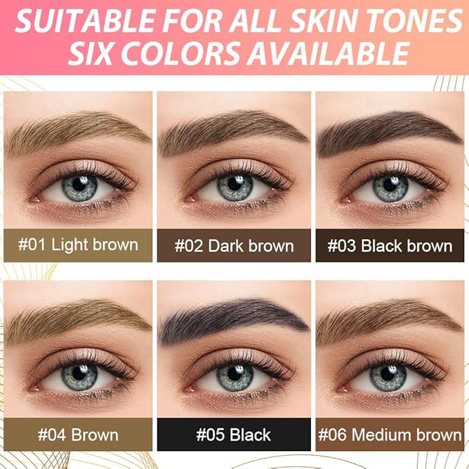 evpct 1Pcs Black Brown Magic Microblading Dual-Ended Eyebrow Contouring Pen Brow Pencil, with 4 Brush Micro-Fork-Tips Applicator and Precise Brush-Tip Hair Like Strokes, Dual-ended Eyebrow Brush-Velvo Beauty