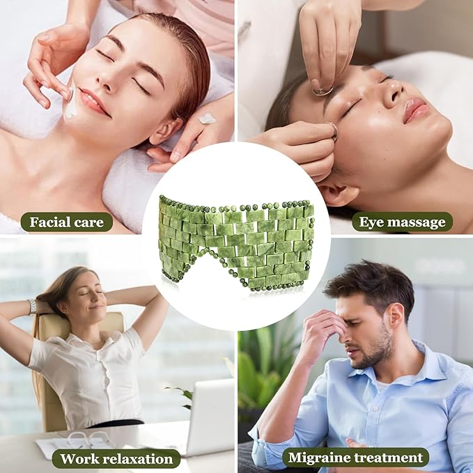 Jade Eye Mask Natural Green Jade Facial Maks for Relive Eliminate Puffiness-Velvo Beauty