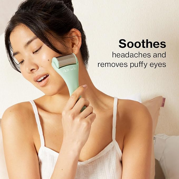 Kitsch Ice Roller for Face – Stainless Steel Face Ice Roller to Reduce Puffiness, Redness & Headaches – Cooling Facial Roller for Skin Care, Irritation Relief & Spa-Like Experience at Home - Mint-Velvo Beauty