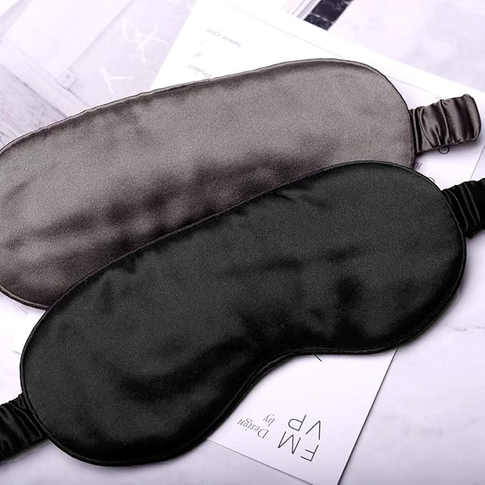 Silk Sleep Mask Light Blocking Luxury 100% Mulberry 19mm Silk Eye Mask Eye Cover Blindfold Ultra Soft Light & Comfy Anti Aging Skin Care with Travel Bag Gift Package-Velvo Beauty