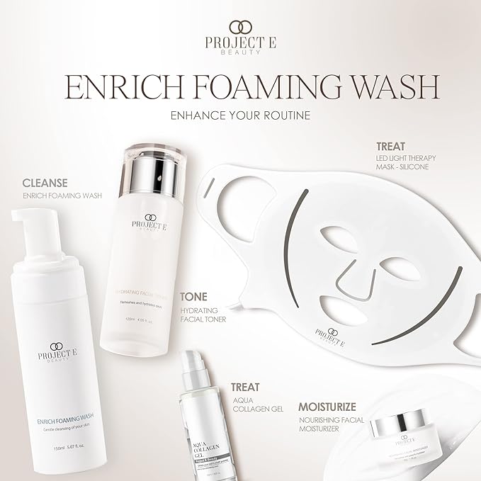 Project E Beauty Enrich Foaming Wash Gentle Cleansing | Moisturizing Daily Face Cleanser | Removes Dirt & Excess Oil | Brightens Skin | Hydrating Formulation | Clear & Smooth Skin | 150ml-Velvo Beauty