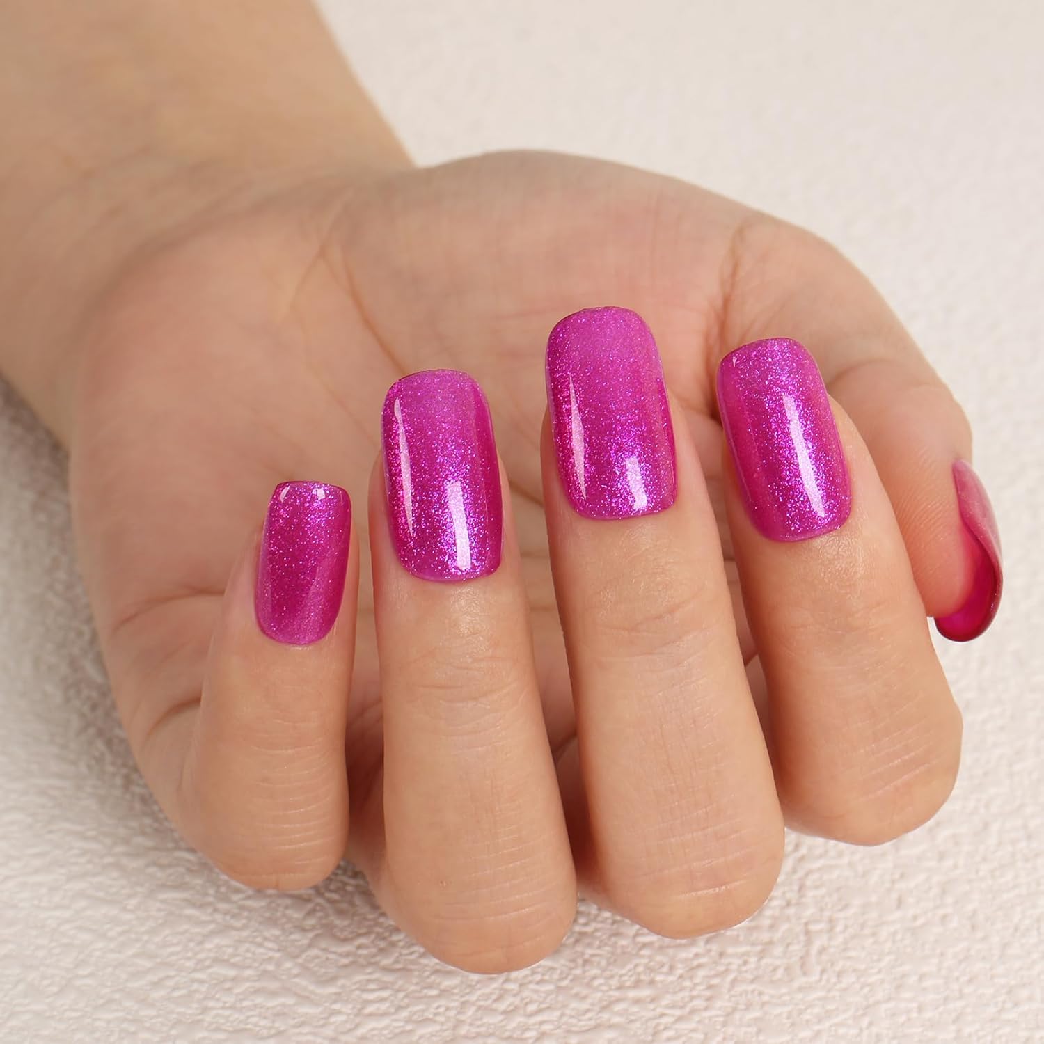 Glitter Gel Nail Polish,Sparkly Shimmer Fuchsia Gel Polish, 15ml UV/LED Soak Off Purple Gel Polish for Manicure Salon or DIY Nail Art at Home,Women Girls Gift - GP0092-Velvo Beauty