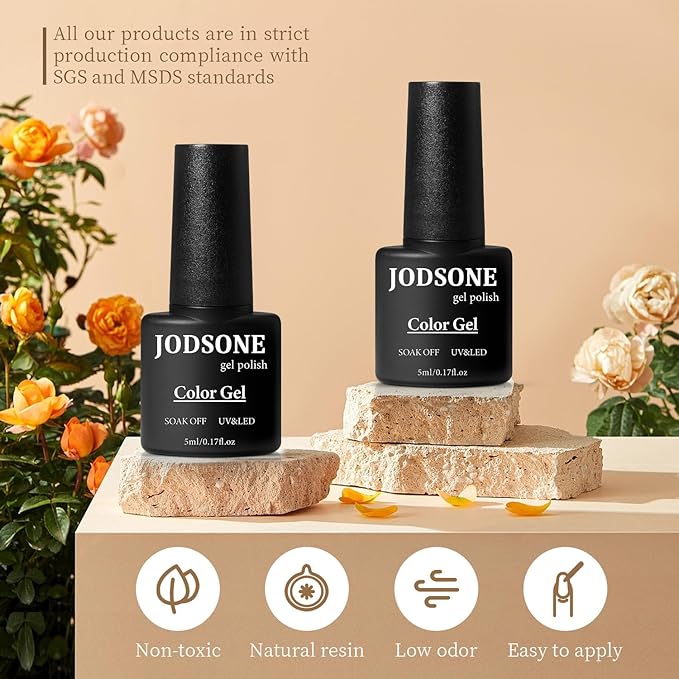 JODSONE 60 PCS Gel Nail Polish Set with 5 Bottles of Base and Glossy Matte Top Coat Soak off Gel Nail Set Suitable for All Seasons Gifts-Velvo Beauty