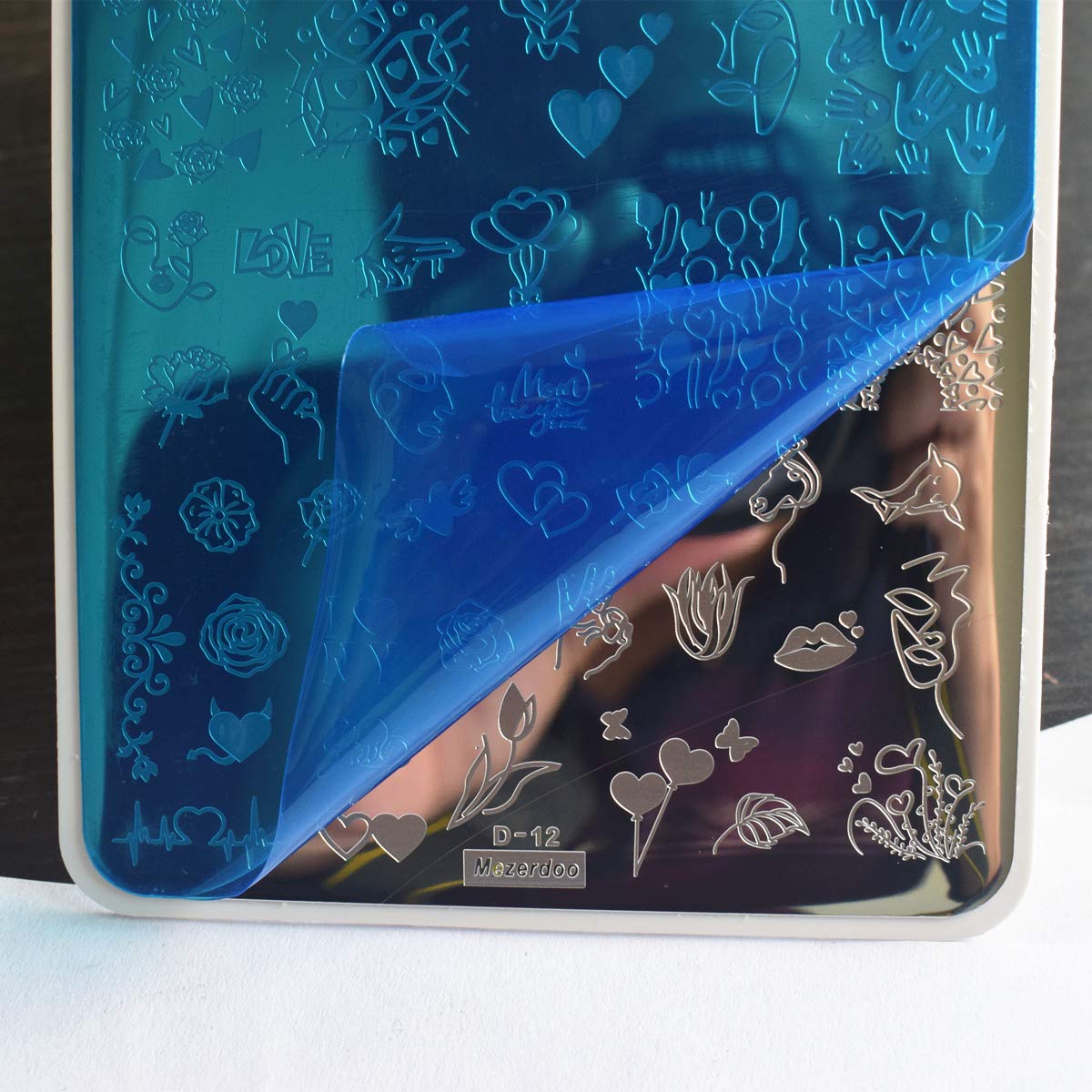 2pcs Large Size Nail Art Image Stamp Stamping Plates Fire Heart Pattern Valentine's Day Nail Stamping Plate Love DIY Nail Stamper Plates Stencil Palm Footprint Manicure Template Tools-Velvo Beauty