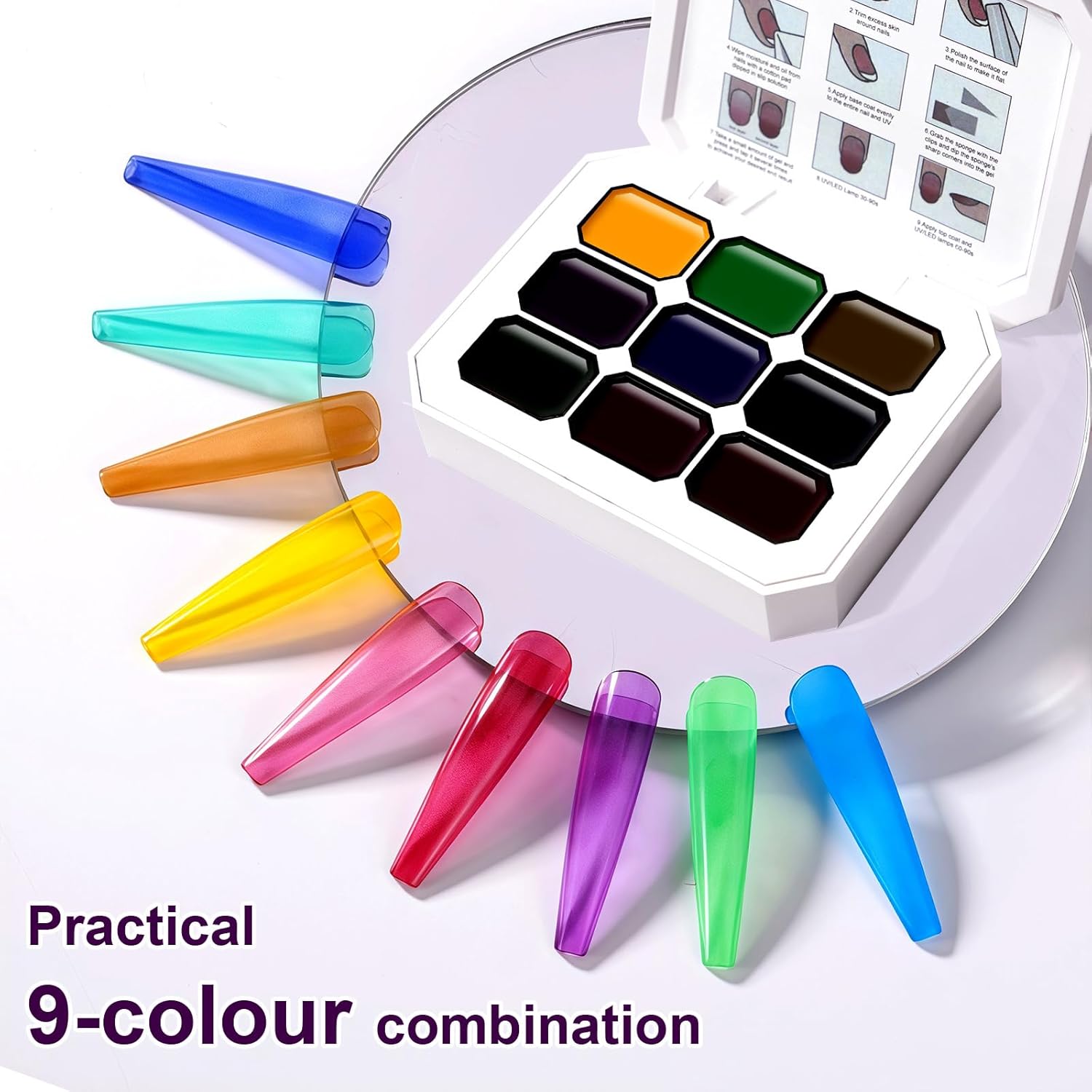 Gradient Painting Gel, 9 Colors Ombre Gel Nail Polish Glazed Colors for Pigment Pat Aura Nails French Manicure Soak Off UV Long-lasting High-glossy Home Nail Salon Dopamine Fructose-Velvo Beauty