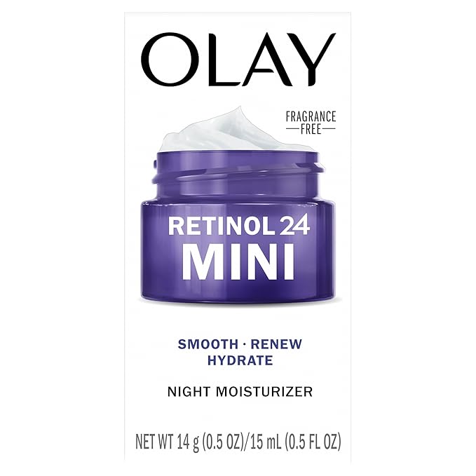 Olay Retinol 24 Face Moisturizer, Anti-Aging Night Cream for Women, Trial Size, Fragrance-Free, Non Greasy - Anti-Wrinkle, Smooth Fine Lines, Tightening Skin Care - Peptides, Glycerin, 0.5 Oz-Velvo Beauty
