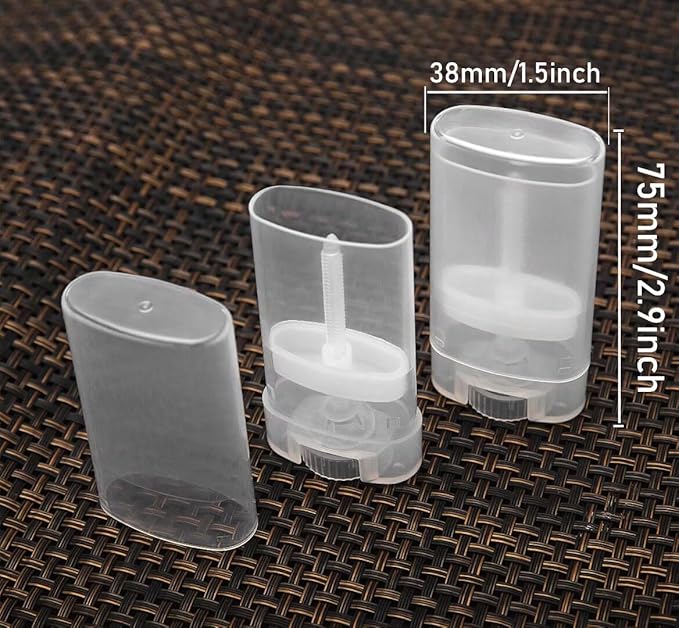 Empty Oval Deodorant Lip Lipstick Balm Tubes Containers Plastic 20PCS 15ML Transparent (15ml, Transparent)-Velvo Beauty